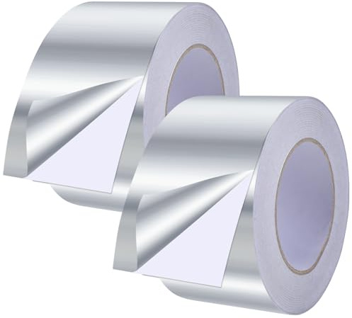 Siumir Lot de 2 rubans adhésifs en aluminium - 50 mm x 50 m - Étanche - Pour réparer les surfaces métalliques - Pour des réparations rapides à la maison