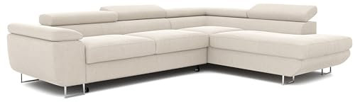 GREKPOL Ecksofa mit Schlaffunktion und Bettkasten 274x203 - Stoff Monolith - Verstellbare Kopfstützen - Couch mit Schlaffunktion - Schlafsofa mit Bettkasten - Couch - Rechts