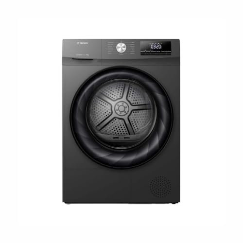 Teknix TKHP9HS 60cm Freestanding 9kg Heatpump Front Load Tumble Dryer - AI Sensor Dry - Allergy Care - Drying Rack - Titanium - A++ Rated