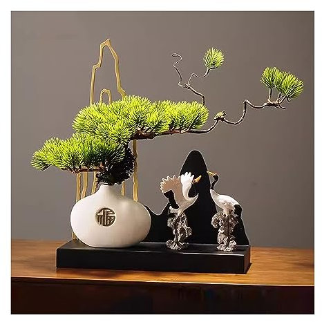FAJNUZI2024 Künstliche Bonsai Willkommen Kiefer Bonsai Simulation Kiefer Bonsai Dekoration Zen Wohnzimmer Dekoration Gateway Schrank Büro Kunstbaum Bonsai