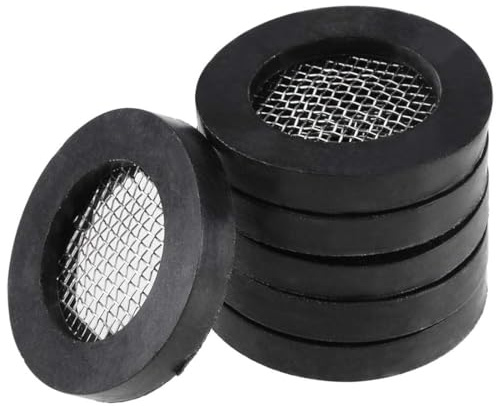 TA-VIGOR 6 Pcs Rubber Flat Washers, 19mm OD, 12mm ID, 3mm Thickness with Stainless Steel Filter, O-Ring Mesh Seal for Shower Hose, Faucet, Pipe, and Water Hose