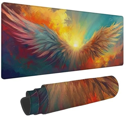 Tapis de Souris Couleur Tapis de Souris XXL Aile 1500x800x4mm Tapis Souris Gamer, sous Main Bureau Ordinateur Portable, Mouse Pad Bords Cousus Caoutchouc Antidérapante, pour Souris et Clavier A-208