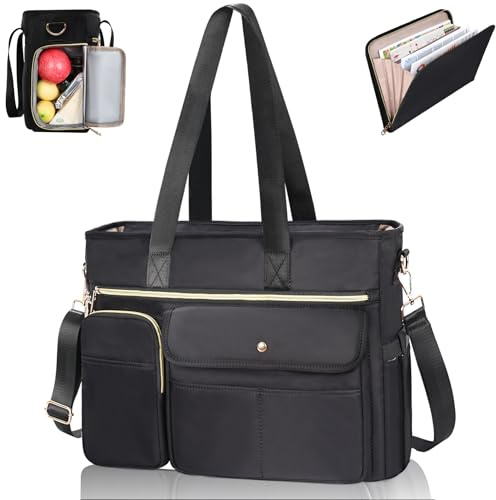 ESTARER Bolso de profesor con maletín ampliado, bolso de trabajo con compartimentos para ordenador portátil, bolso de profesor portátil para mujeres, bolso de hombro para ordenador portátil