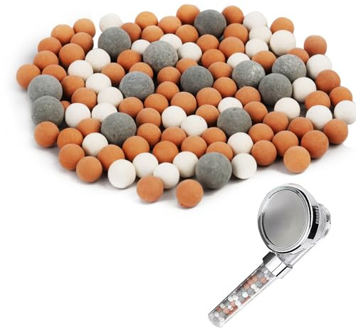 Lot de 3 boules minérales à ions négatifs de rechange pour filtres de pommeau de douche, adoucisseurs d'eau dure, éliminent le chlore, la rouille, les odeurs, les bactéries, ajustement universel pour