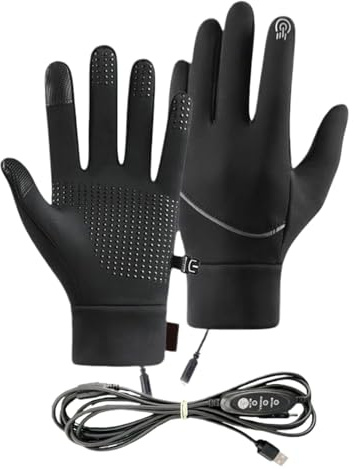 Ahuuen Beheizte Winterhandschuhe - wasserdichte USB-Heizhandschuhe für Winter - Handschuhe mit Einstellbarer Temperatur für Outdoor Arbeiten Angeln Autofahren Jagen Skifahren Wandern