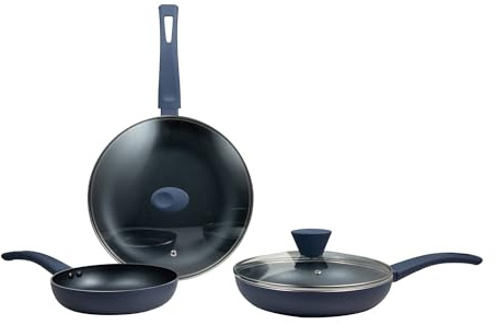 San Ignacio Set 3 Sartenes de Aluminio Inducción con Tapa 18, 22 y 26 cm Atlas