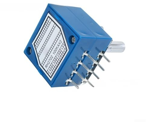 Minhe RH2702 Dual-Unit Steped Audio Volume Control Potentiometer mit 8-Pin 25mm Halterung für HiFi, Oszillatoren & Wellenformgeneratoren - Geräuscharmer Balanced Stereo Dämpfungsglied (RH 2702-100KA)