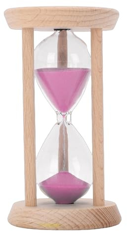 MENDUNER 5 Minute Sand Timer Wooden Hourglass Timer for Cooking Baking Office, Beechwood Decorative for Concentration Kitchen (Pink)