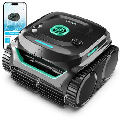 WYBOT C2 Robot Piscine Pareti e Fondo, Senza Fili per Piscine Interrate 150㎡, Doppia Filtrazione, 3 Motori, Aspirazione Potente, Pulizia Pareti & Linea d'Acqua, 180 Min, App(Verde Nero Scuro-Verde)
