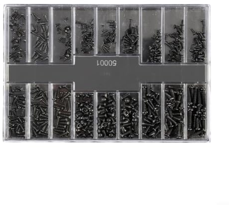 Helilyco 500PCS Small Screw Assortment, 18 Sizes Metal Cross Slot Fasteners Electronics, Laptop, Phone, Glasses and Watch Repair, Organized in for