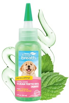Tropiclean Fresh Breath by Gel de Cuidado Bucal para Cachorros - Dientes Limpios, Sin Cepillado - Combate la Placa y el Sarro - 59 ml