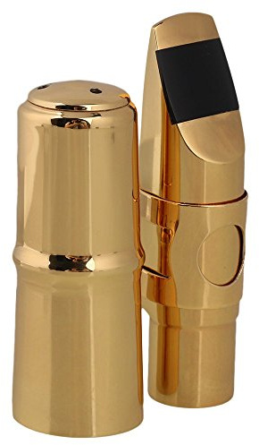 Yibuy #6 Golden Brass B-flat Soprano Saxophone Mouthpiece with Ligature Reed