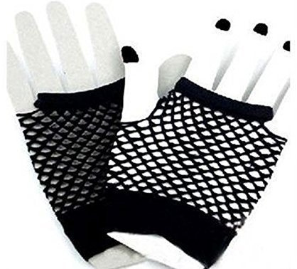 Short Black Fishnet Net Gloves Halloween Accessory Long Netted Gloves
