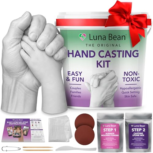 Luna Bean Handguss-Set, Andenken – groß, Gipsstatuen-Form-Set, haltende Hand, Handwerk für Paare, Erwachsene und Kinder, Hochzeit, Freunde, Jahrestag