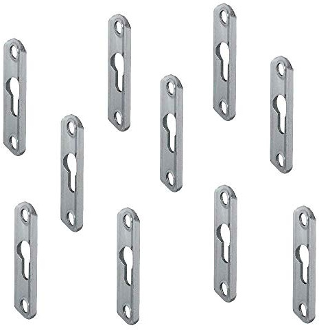 Linsenkopfbeschlag Metall Schrank-Aufhänger aus Stahl | 20 x 70 x 4,5 mm | Linsenkopfplatte versenkt einem mit Langloch | Einhängebeschlag zum Einlassen oder Schrauben | 10 Stück - Möbel-Aufhänger