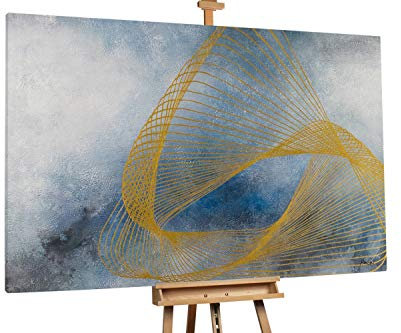 KunstLoft® XXL Gemälde 'Zwischen Raum und Zeit' 180x120cm | original handgemalte Bilder | Abstrakt Modern Blau Grau | Leinwand-Bild Ölgemälde einteilig groß | Modernes Kunst Ölbild