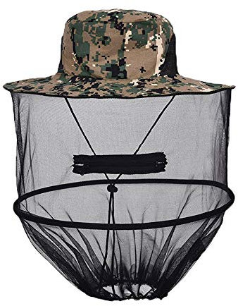 Wankd Moskitonetzhut,Anti-Moskito Cap Moskito Cap Midge Fliegenwanze Insekt Bienenhut mit Net Mesh Kopf Gesicht schützen Hut Camouflage Moskitonetz (B)