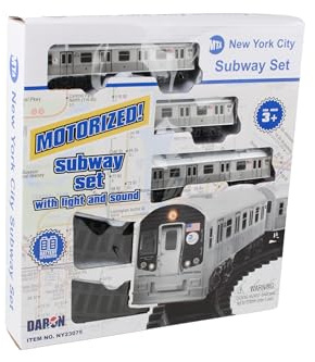 New York MTA New York City 3 Pc. Battery Operated Train Set with Track ,39 X 25,Silver