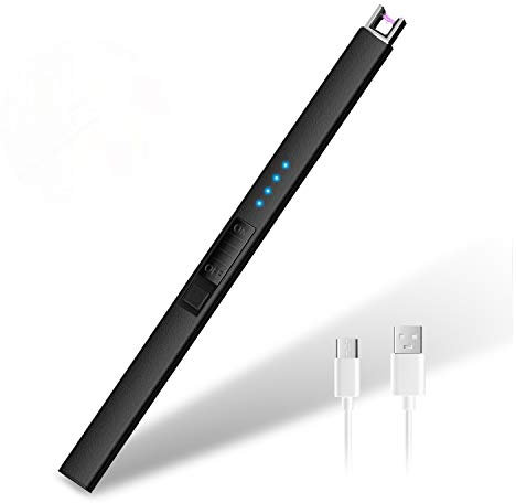 HOTERB Accendino Elettrico - Elettrico Accendigas Ricaricabile con Porta USB di Tipo C,Indicatore di Batteria,Accendigas Elettronico per Accendere Le Candele, Barbecue