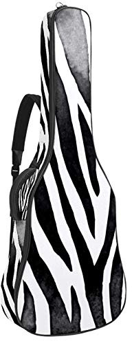 Gitarrentasche mit Reißverschluss, wasserdicht, weich, für Bassgitarre, Akustik- und klassische Folk-Gitarre, Zebras, Schwarz / Weiß