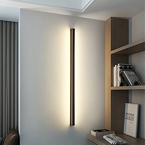 LED Dimmbar Wandleuchte Innen Lange Lichtleiste Wandlampe Schwarz Up Down Leselampen Nachttischlampe Metall Streifen Wandbeleuchtung für Wohnzimmer Schlafzimmer Treppenhaus, 3000K-6000K,150cm 72w