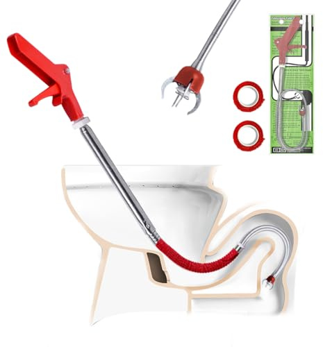 1.77m Rohrreinigungsspirale Toilette mit Kralle - Anti-Kratzer - für das Entfernen von Haaren & Verschmutzungen - Rohrreinigungswerkzeug Geeignet für WC, Kanalisation, Badewanne und Spüle…