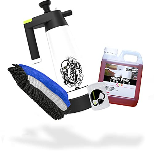 detailmate Auto Vorwäsche Set: ValetPRO Combo 2 Snow Foam 1 Liter + Nuke Guys Foamer 2 Liter + 3in1 Chenille Waschhandschuh + Griffin Messbecher 150 ml skaliert