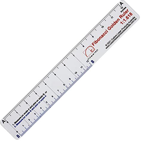 Righello da 30 cm senza calcoli Fibonacci — Flessibile, trasparente in PETG — Proporzioni di Fibonacci senza aritmetica — Disegno, progettazione e impaginazione — Prodotto in Australia