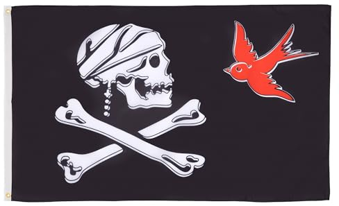 AZ FLAG Drapeau Pirate Sparrow 90x60 cm Corsaire Polyester 100D 2 Œillets | Usage intérieur et extérieur Drapeau décoratif coutures doubles et bords renforcés avec œillets métalliques