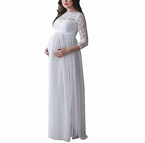 XIXIMAON Robe de Grossesse Longue Femme en Dentelle Robe Matérnité Enceinte d'Été Élégante pour Photographie Soirée Mariage Cérémonie Cocktail
