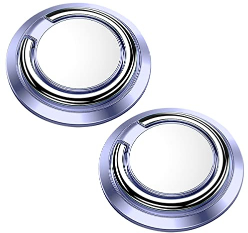 Jagowa 2-Pack Magnetic Phone Ring Holder & Stand - 360° Adjustable Loop for Car Mount - Compatible with All Smartphones - Purple