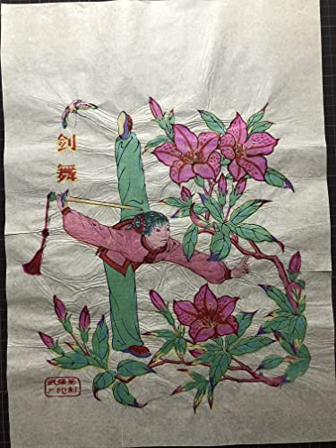 Folk xilografia Capodanno immagini 100% fiori finestra 4