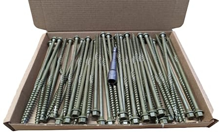AJFixings Boîte de 50 vis de fixation à tête hexagonale pour cadre de terrasse Vert 87 mm