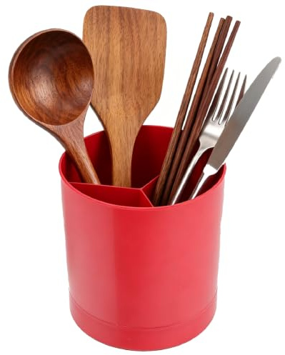HERCHR Porta Utensilios de Cocina para Encimera, Rojo Cesto para Utensilios de Cocina Porta Utensilios para Cuchara Cesto para Utensilios de Cocina Porta Espátulas Cesto para Utensilios de Cocina