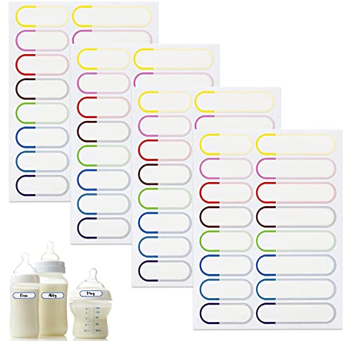 SHENLONG 64pcs Waterproof Name Labels Baby Bottle for School Daycare, Safe Self-Adhesive Stickers, Pantry Jars Food Containers, Kids School, Home, Office Supplies