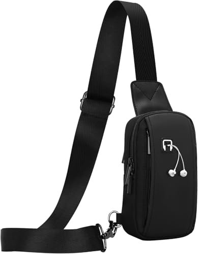 ZXK CO Sling Bag Herren Klein, Brusttasche Herren Wasserdicht und Langlebig Brusttasche, Auswechselbare Crossbody Bag für Linke und Rechte Schulter, Schwarzer chest bag für Radfahren, Laufen, Pendeln