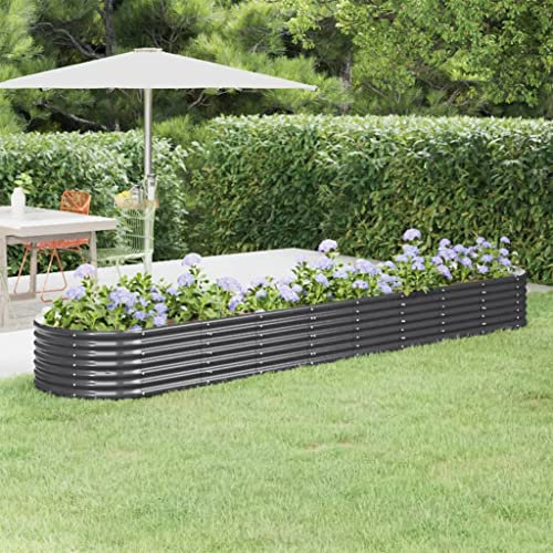 puraday Hochbeete Für Garten 368x80x36 cm Blumenkasten Pflanzkasten Terrasse Pflanzkübel Gemüsebeet Kräuterspirale XXL Hochbeet Metall Hochbeet Stahl Hochbeet Groß XXL Gartenbeet Anthrazit