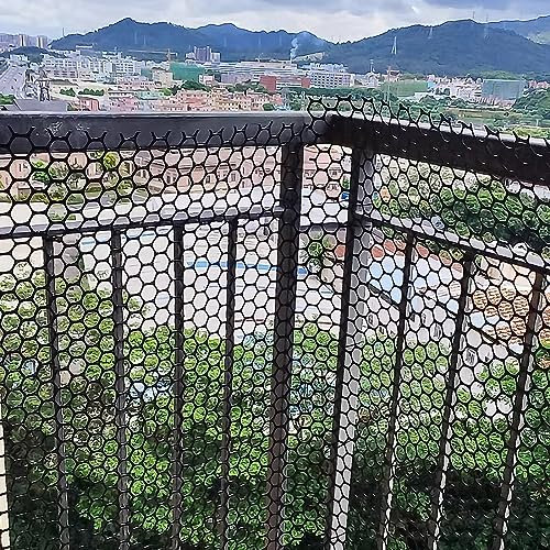 Filet de clôture en plastique noir pour balcon, rouleau de treillis métallique de poulet en plastique de 0,4 m x 5 m, filet de protection de sécurité pour garde-corps, escalier, jardin, filet floral (