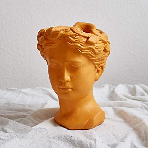 PacuM Fioriera da Giardino Ritratto Creativo Testa retrò Gesso Cemento Vaso Ornamento Fiore Dea Greca Statua Decorazione (Colore: E)
