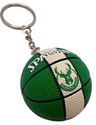 Generico Bola llavero compatible con NBA Bucks Basket Gadget Accesorios Idea Regalo Hombre Mujer Niño Colgante Creativo 3D, Verde, Talla única