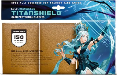 TitanShield 150 guld liten japansk storlek samlarkortsfodral däckskydd för Yu-Gi-Oh, Cardfight!! Vanguard och mer