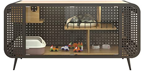 WAOCEO Katzenhaus katzenvilla Katzenklettergerüst Haus Katzenkäfig Villa großzügiges Rohr Haustier Metallkäfig Katzennest Haus Geschenk Katzenhütte (Size : 150cm)