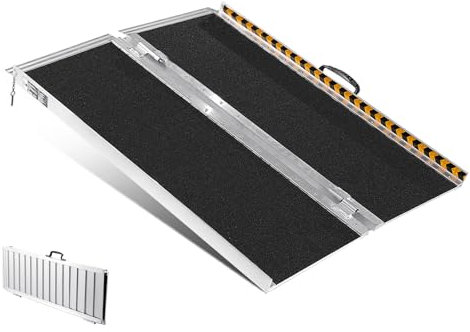 VEVOR Rollstuhlrampe, 91,44 cm 363 kg Kapazität, Schwellenrampe aus Aluminium, Faltbare Rampe für Mobilitätsroller, Rollstuhlrampe, Behindertenrampe für Heimstufen, Treppen, Türen, Bordsteine