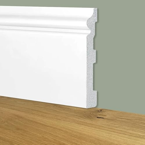 Battiscopa Zoccolino BIANCO mod. ETNICO 180x19mm in POLIMERI - Polistrutturato (prezzo al metro)
