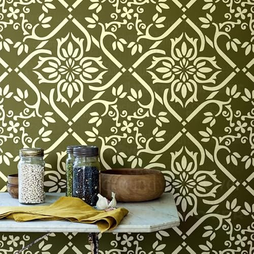 70 cm Damast-Schablonen im Vintage-Retro-Stil, luxuriöse Schablonen für Wände an der Wand, wiederverwendbar, zum Bemalen von Vorlagen, Kühlschränken, Möbeln, Dekoration, Spachtelmasse, Boden,