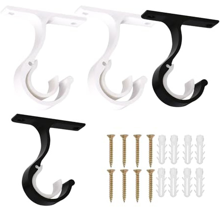 KHDULQ 4 Stücke Gardinenstangenhalterung,Stangenhalterung Deckenhalterung Gardinenstange Halter Curtain Holder Metall Klemmträger Robust Deckenmontage,Anwendbar Gardinen Kleiderstange