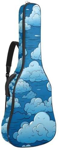 Schöne Tasche für Akustikgitarre, wasserdicht, mit Zubehörfach, Schutzschicht, mehrere Taschen, bunte Wolken, mehrfarbig, 42.9x16.9x4.7 in, Gitarrentasche