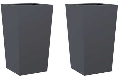 vidaXL Pflanzkübel 2 STK., Blumenkübel mit Boden, Pflanzkasten Pflanztopf für Garten Balkon Terrasse, Blumentopf Pflanzgefäß Blumenkasten, Anthrazit Stahl