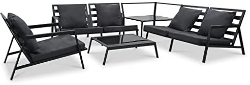 ShGaxin 5-TLG. Garten-Lounge-Set mit Auflagen Aluminium Dunkelgrau, Lounge Gartenmöbel Set, Terassenmöbel Wetterfest, Loungemöbel Terrasse, Gartenlounge, Garten Loungemöbel Set, 47819