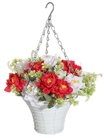 Künstliche Hängekörbe, DIY-Kette, gefälschter Rhododendron für draußen, Garten, Terrasse, Veranda, Deck, Hofdekoration (1pcs)